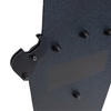 Black metal weapons support bracket attached to a bulletproof metal shield, bracket can be mounted on both istol & rifle rated shields