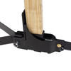 Portable steel base compatible with standard 2x4 uprights side view on white background