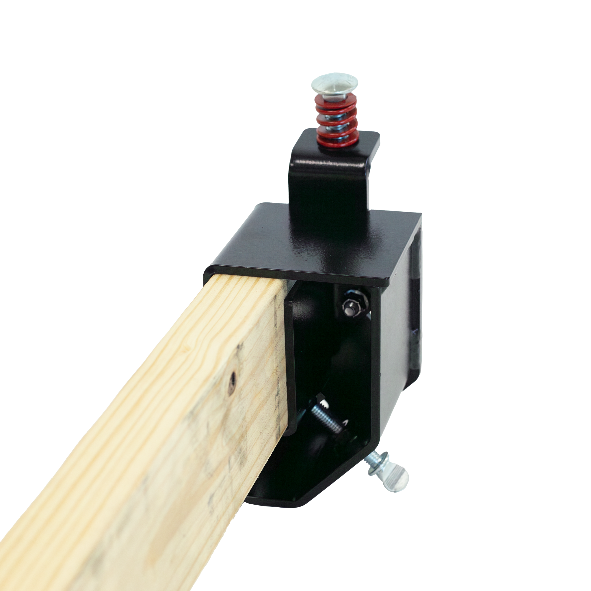 2x4 target hanger clamp with 2x4 inside hanger on a white background