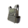 Side profile of ranger green DV8 Plate Carrier showing low-profile construction on a white background