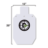 Double Tap Industries 3/8 inch thick 12"x20" AR500 Steel Painted White Front View of Silhouette Target for Shooting Practice 