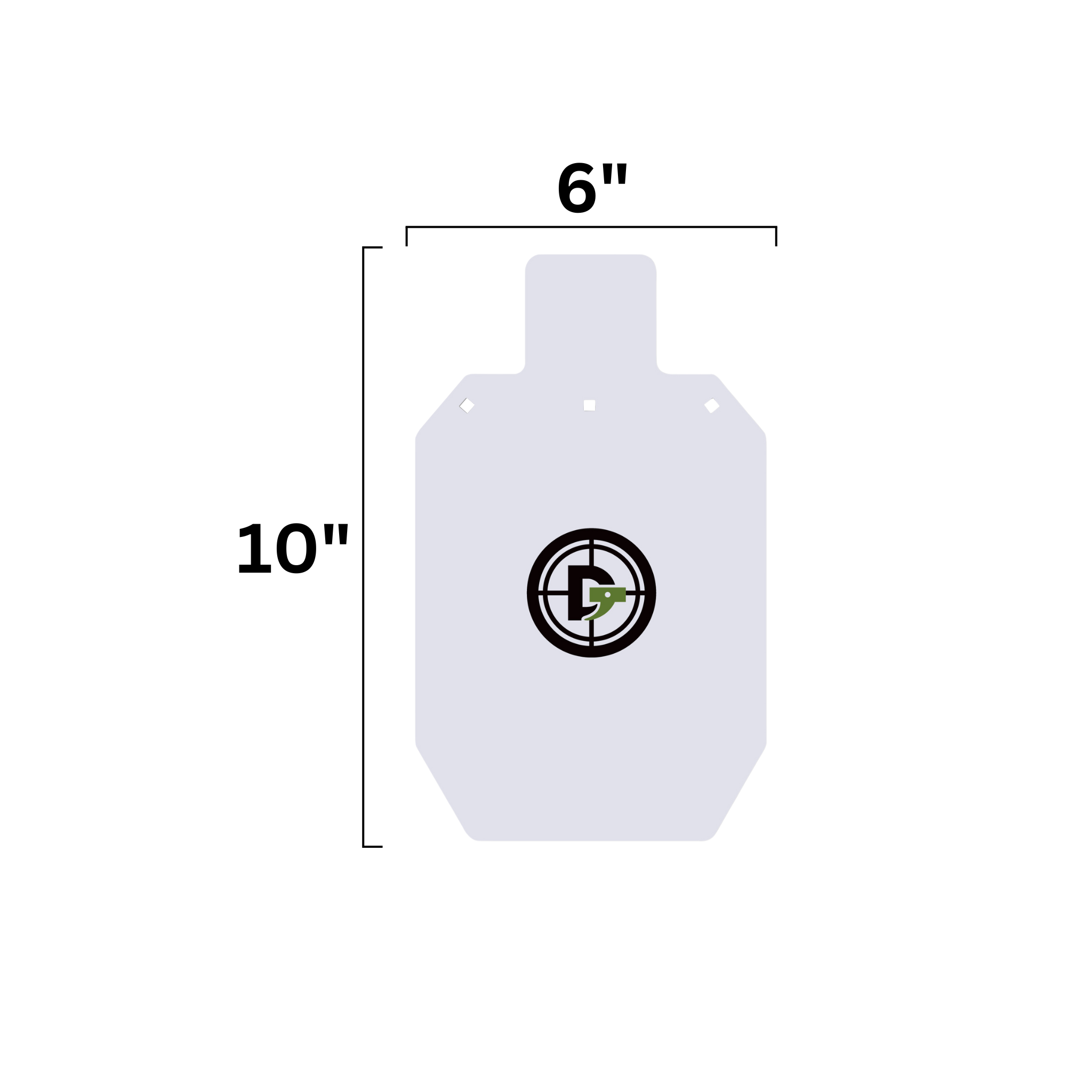 Double Tap Industries 3/8" thick 6"x10" AR500 Steel Painted White Front View of Silhouette Target for Shooting Practice 