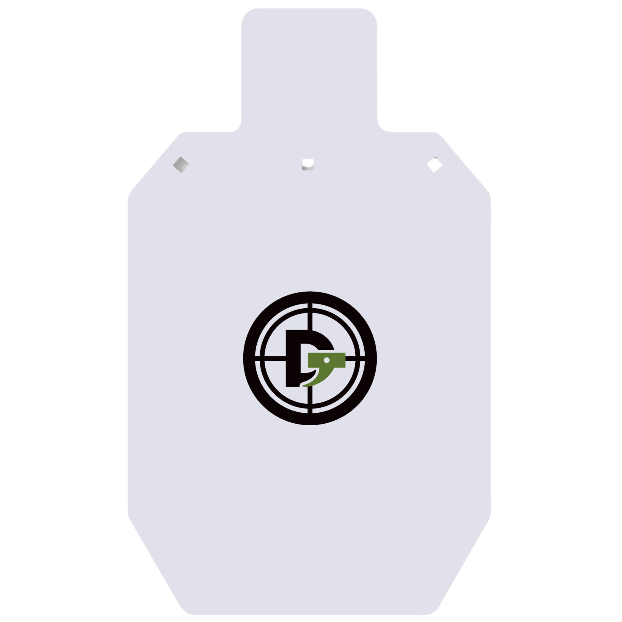 Double Tap Industries 3/8" thick AR500 steel front view painted white silhouette target for shooting practice 