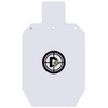 Double Tap Industries 3/8" thick AR500 steel front view painted white silhouette target for shooting practice 