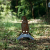 Raw prairie dog-shaped steel 22LR target  in grass - target auto-resets when shot