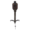 ar500 vital strike reactive target mounted on fully armored spiked stand with the head in the up position, spiked feel can be stomped into the ground to fully secure the target stand and make it rigid