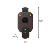 ar500 vital strike reactive target mounted on fully armored 2x4 hanger with the head in the up position, listed with dimensions of 25.1 inches tall, 12 inches wide and 9.5 inch depth