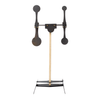 Small 3/8 inch steel dual spinning reactive target assembled on a 2x4 stand