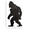 Sasquatch silhouette steel shooting target with two target cutouts in vital areas, shown with dimension lines indicating 4 feet wide and 6 feet tall on a white background.