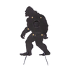 Unpainted bigfoot-shaped sr500 steel target with stand on a white background