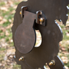 Close-up of vital chest paddle on the backside of a bigfoot-shaped sr500 steel silhouette target