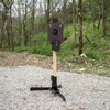 vital strike failure to stop reactive target with moving head and chest paddle on an adjustable 2x4 stand, setup at a range on a gravel area