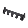 Black plastic vertical four gun storage mount, upper portion of mount shown on a white background