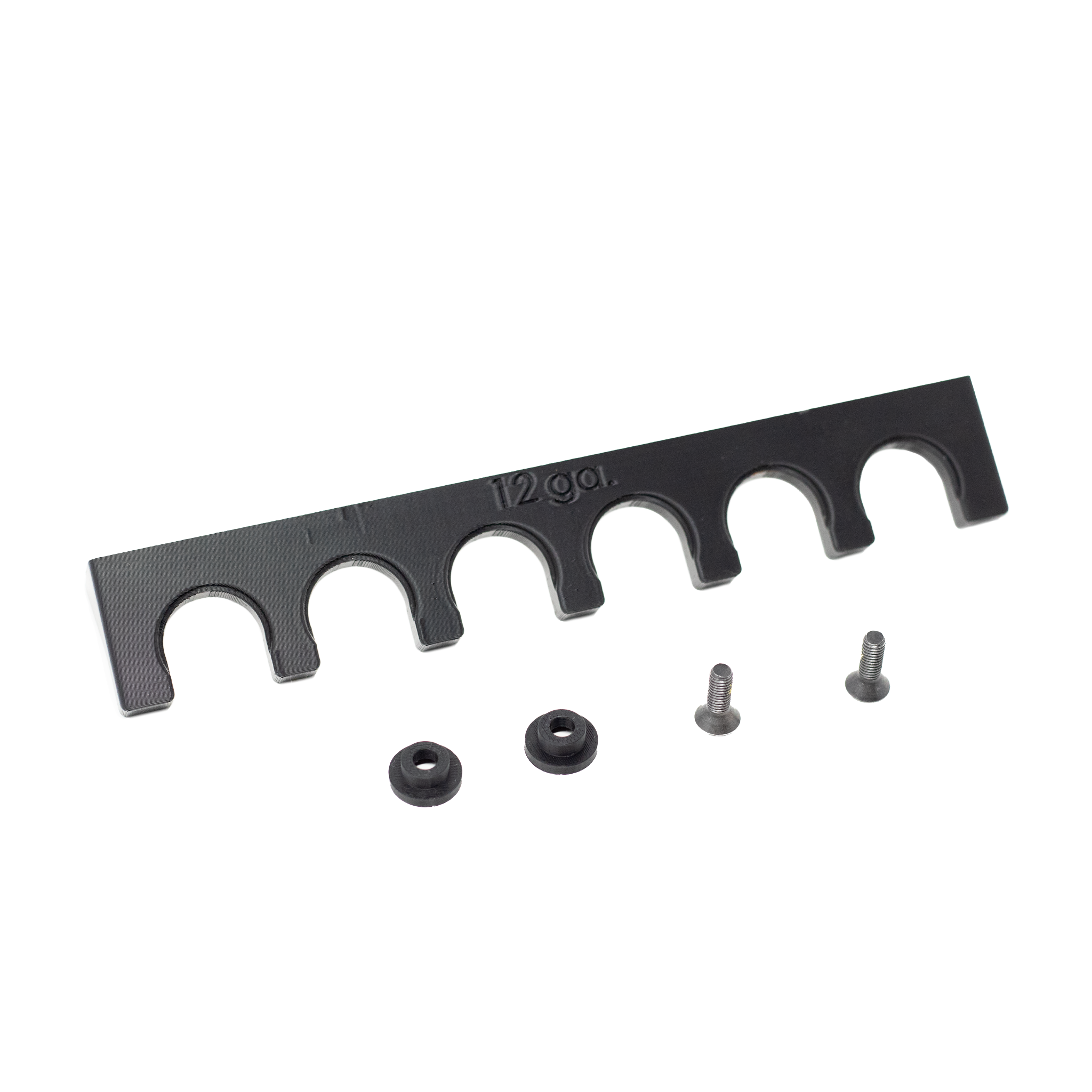 6 shell hanger for 12 gauge shotgun shells with hardware on a white background