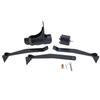 Flat lay of adjustable 2x4 stand base kit with spiked leg components for steel targets on a white background