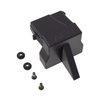 AK47 rifle magazine mounted wall hanger with hardward on a white background, right facing