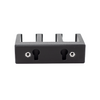 Backside of black pistol magazine hanger showing that it the slots that can be used to directly mount the holder to a wall as well as where the slat wall hardware goes to enable mounting directly onto Assault Wall slat walls