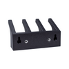 Backside view of a 3 mag capacity rifle magazine wall hanger showing the slots for direct wall mounting and slat wall hardware placement
