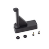 black plastic hanger for compound bows and crossbows shown with hardware on a white back ground