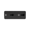 backside view of universal magnetic mount for the Assault Wall Tactical slat wall panels, showning silver points where included hardware should be installed for slat wall mounting as well as keyhole slots for direct wall mounting option 