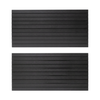 Two black plastic rectangular tactical slat wall panels one of which has a small Double Tap Ind. logo cut into the surface of lower left corner,  name of panels are Assault Wall on white background