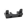 Backside of tactical flashlight wall hanging mount, 2 flshlight capacity shown with Assault Wall slat wall hardware installed and the direct wall mounting slots are also visible, on a black background