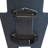 Up close view of black 15" x 25" Caliber Armor Pistol rated Level IIIA HG2 Ballistic Shield with fixed streamlined handle in the center on a white background