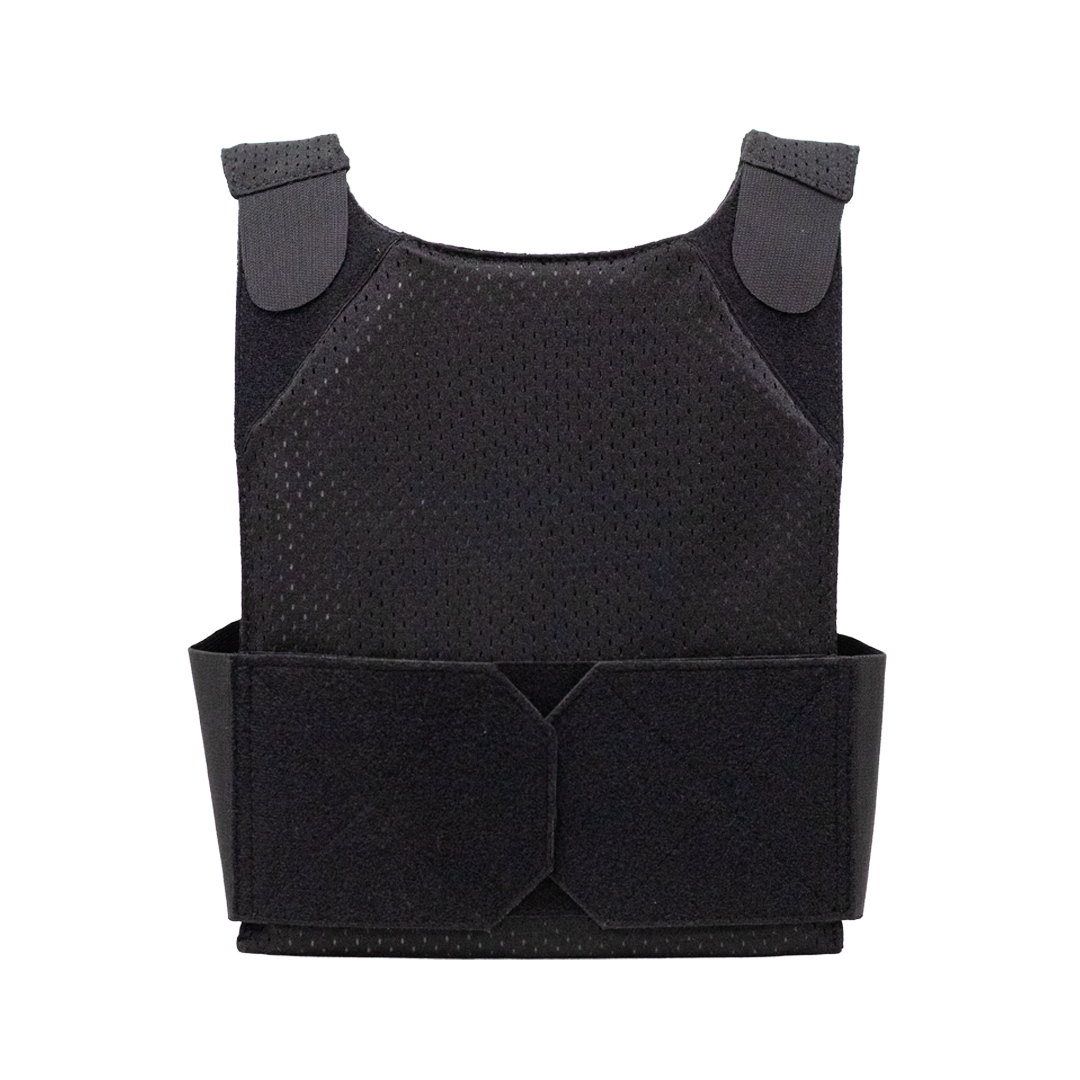 Gray Man concealable plate carrier by Caliber Armor for low-profile body armor use front view