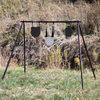 conduit alternative quick stand kit fully assembled with hanging gong and silhouette targets setup at outdoor range
