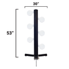 double tap industries reactive steel dueling tree target designed for competition and range shooting with dimensions of 30 inches wide and 53 inches tall included on a white background