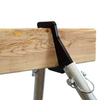 Close-up of double tap industries AR500 steel target 2x4 stand bracket with powder-coated finish