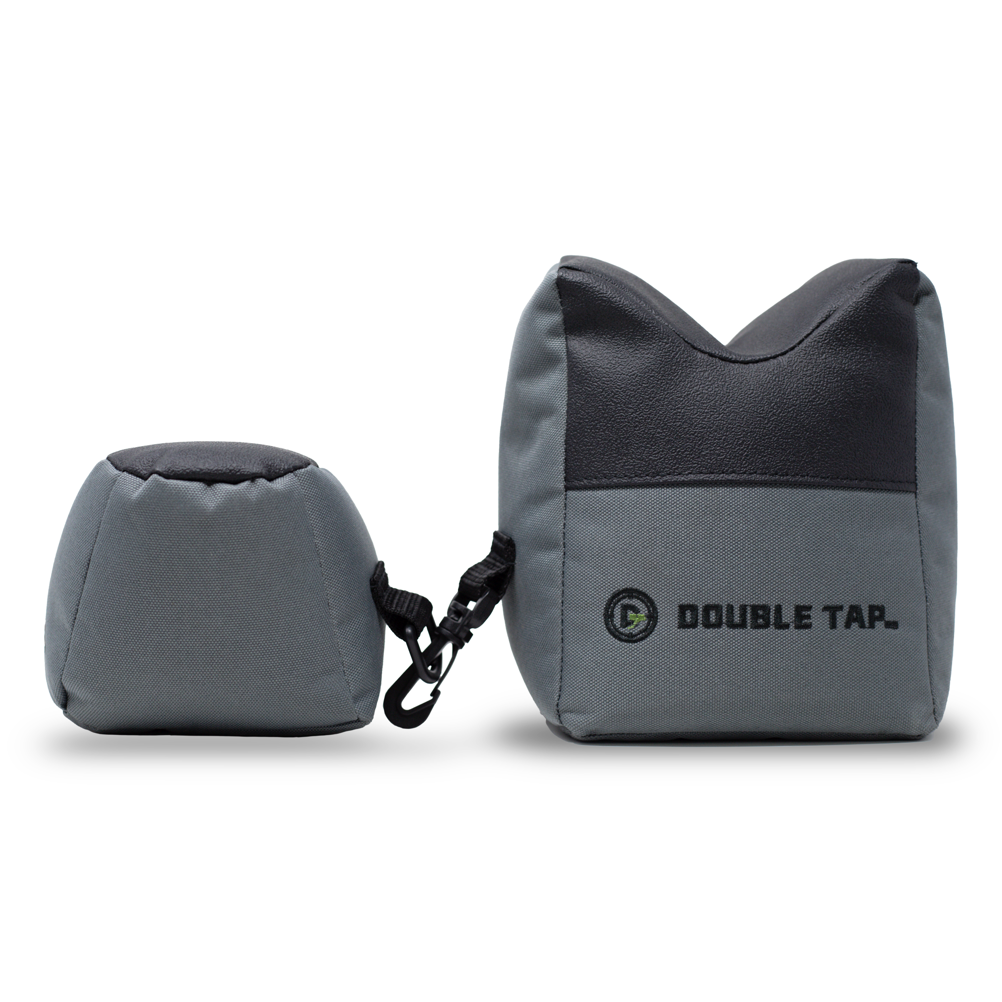 double tap industries front and rear combo shooting bag rest for reliable rifle shots with clasp front facing view on white background