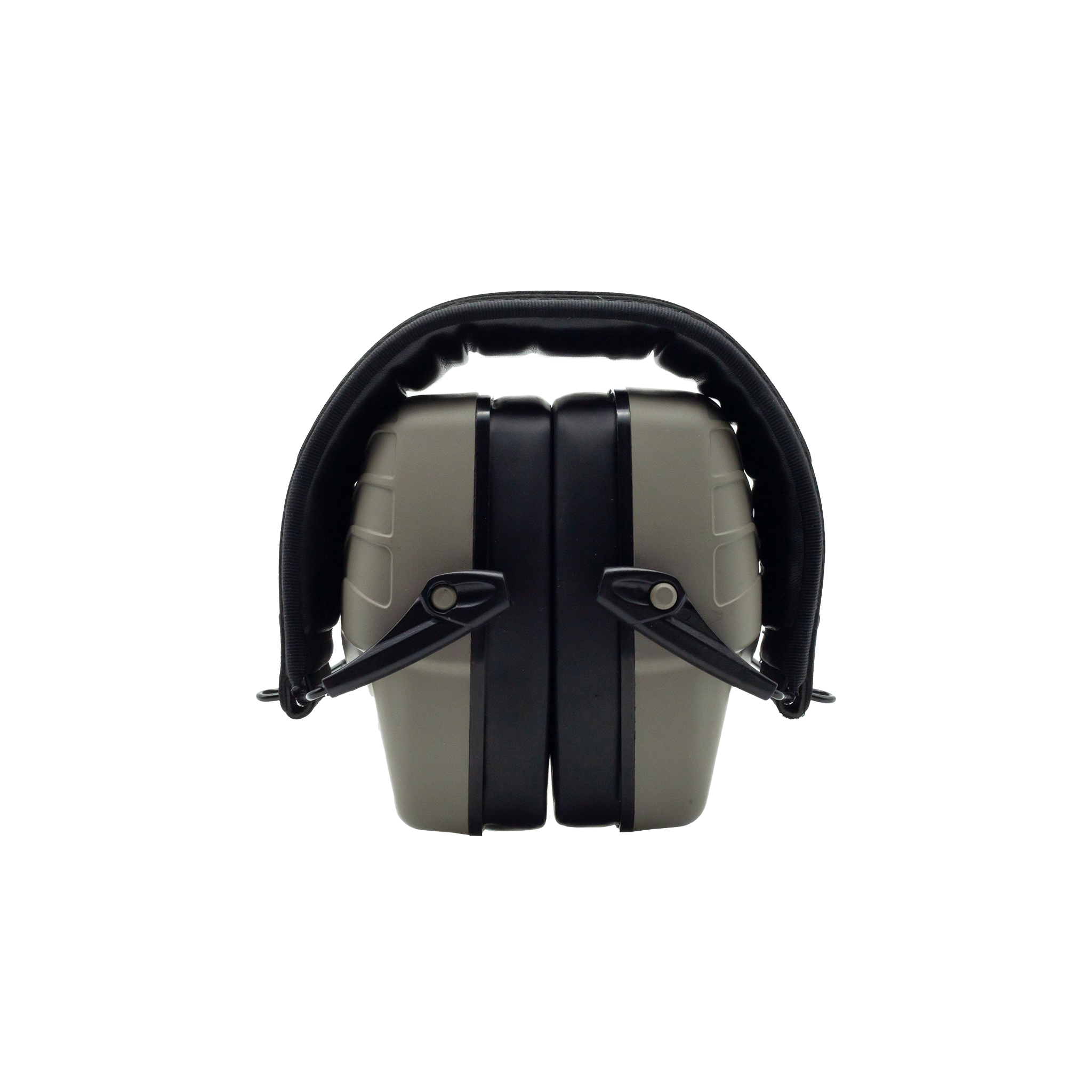 Double tap industries passive earmuffs for hearing protection at the range or other work folded on a white background