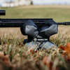 double tap industries shooting bag rest on ground with a rifle stabilized on top