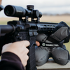 Double Tap industries x shaped shooting bag rest at rifle range stabilizing a rifle