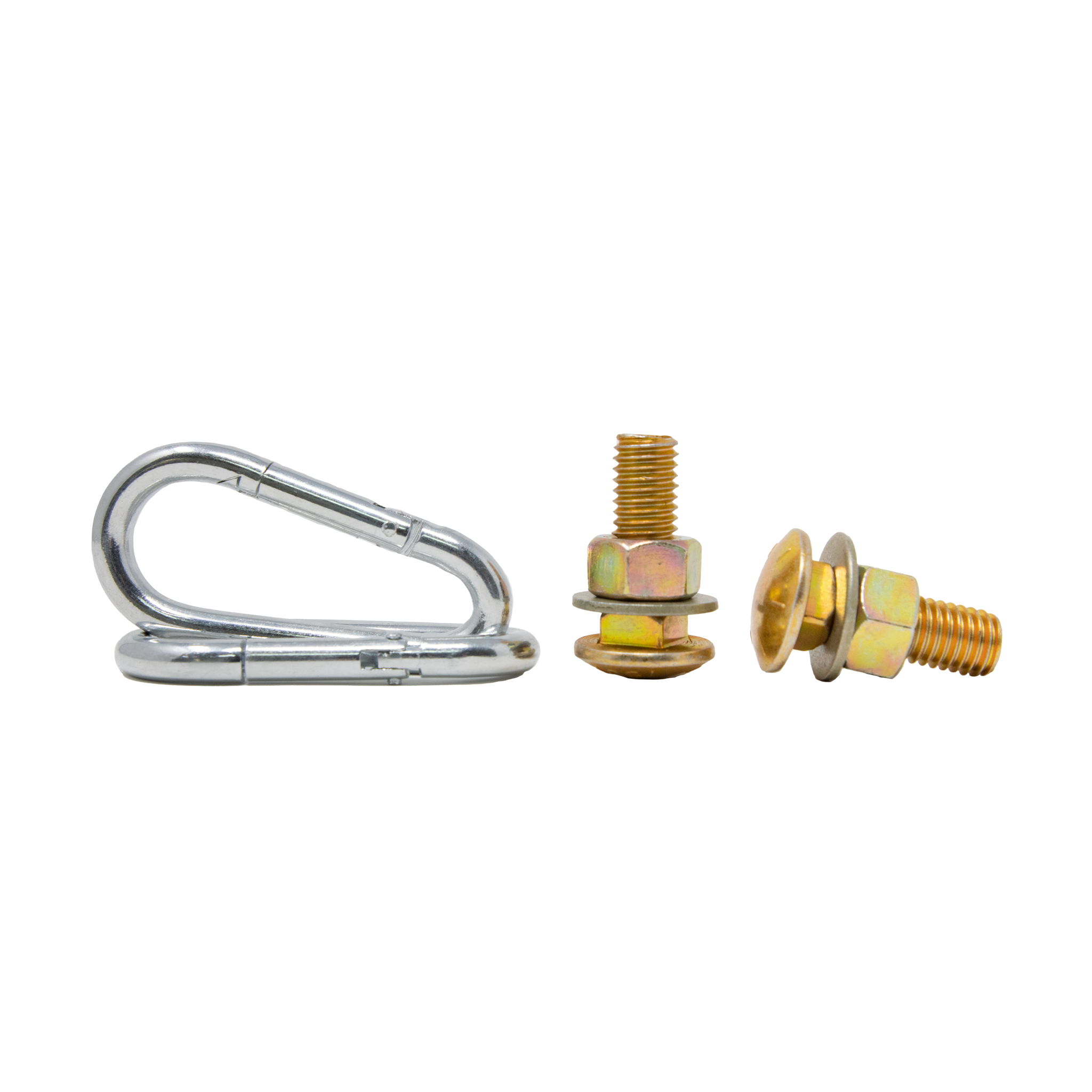 double tap industries grade 8 hardware kit replacement mounting hardware for hanging steel targets that includes nuts, bolts, washers, and carabiners for strap or chain target hangers