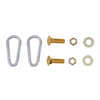 Double Tap Industries carabiners and bolts and washers for DIY outdoor range setup with rubber straps for safer steel target mounting