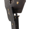 double tap industries close up of 3/8" Steel Triple threat reactive silhouette target mounted on the armored stand on a white background