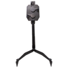 double tap industries rear view of 3/8" Steel Triple threat reactive silhouette target with fully armored stand and paddles in inner positions on a white background