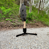 double tap industries AR500 triple threat target fully assembled on 2x4 hanger with armored stand assembled at an outdoor range