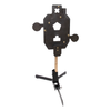 double tap industries 3/8" Steel Triple threat reactive silhouette target with armored 2x4 hanger and adjustable 2x4 base on a white background