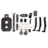 double tap industries unassembled components for the triple threat reactive steel silhouette target with armored stand kit on a white background