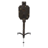 double tap industries 3/8" steel triple threat reactive silhouette target with fully armored stand on a white background