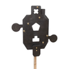 double tap industries 3/8" Steel Triple threat reactive silhouette target with armored 2x4 hanger on a white background