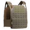 ranger green Caliber Armor DV8 Plate Carrier back view with low-profile adjustable design on a white background