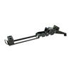 A black metal fall popper base for forward or rear falling that has been assembled and has the base extention or slide in the most extended position