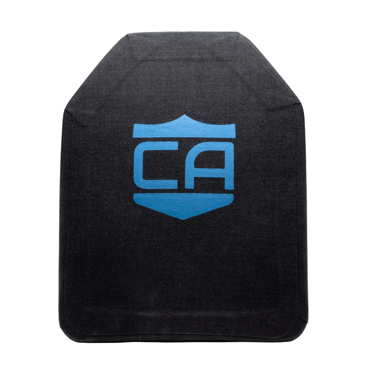 Caliber Armor Level IV ceramic Multi-Curve Body Armor plate in SAPI Cut front view on a white background