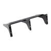 Backside view of black plastic vertical four gun storage mount, lower portion of mount shown displaying slots that can be used to direct wall mount or silver mount locations for tactical slat wall hardware