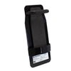 Back angled view of black 8" x 17" Caliber Armor Pistol rated NIJ HG2 Ballistic Shield on a white background