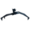 3-leg steel target base system with adjustable target positioning and spiked feet assembled with feet adjusted to demonstrate adjustable base on a white background
